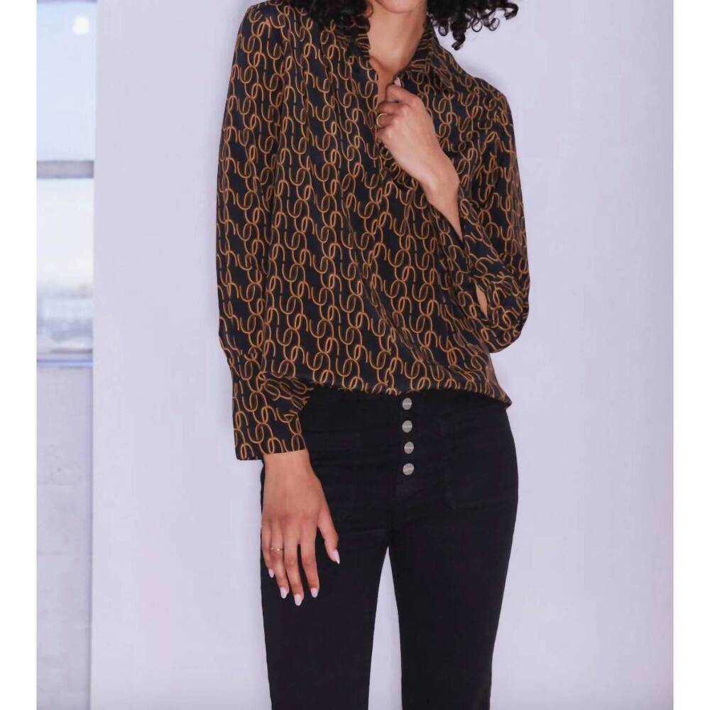 NEW CATHERINE GEE daria french cuff silk blouse in cc print